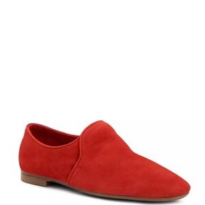 Aquatalia Women's Revy Square-toe Weatherproof loafer in red Suede